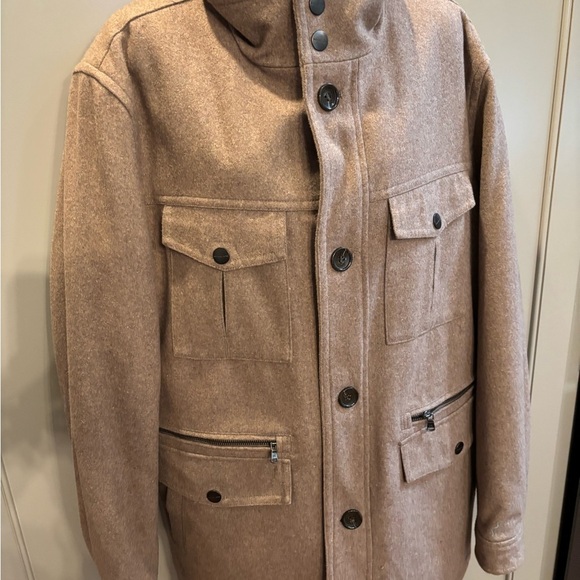 Michael Kors Brown Wool Button Up Lined Winter Warm Top Coat Jacket Women's Xl - Picture 1 of 8